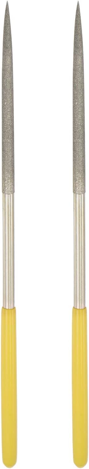 uxcell Diamond Needle Files, 4.5mm x 180mm Round Type File Handles Hand Tool for Metal Wood Stone Marble 2pcs