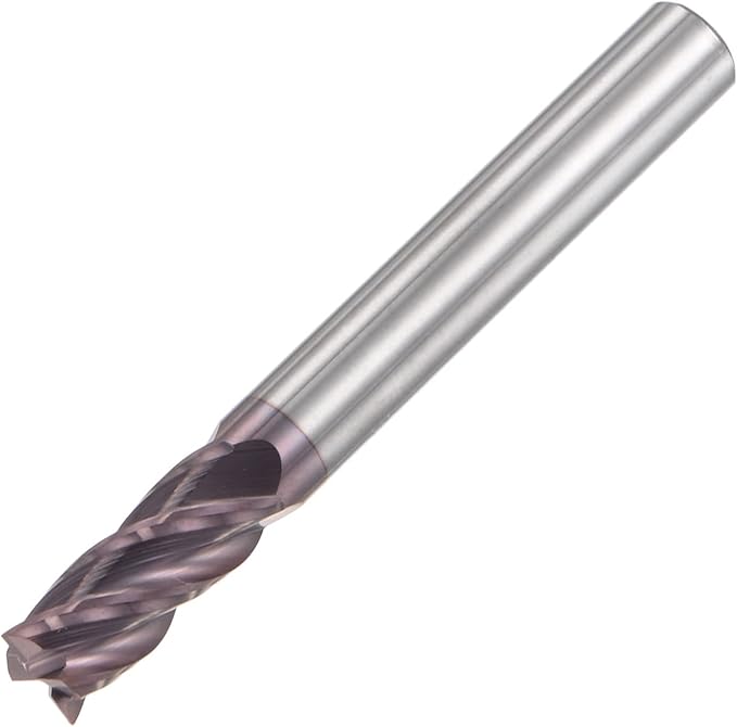 uxcell Square Nose End Mill, 6mm Tip Dia Solid Carbide AlTiN Coated CNC Router Bits 4 Flute Spiral Milling Cutter HRC55 with 6mm Shank 50mm (2-inch) Length