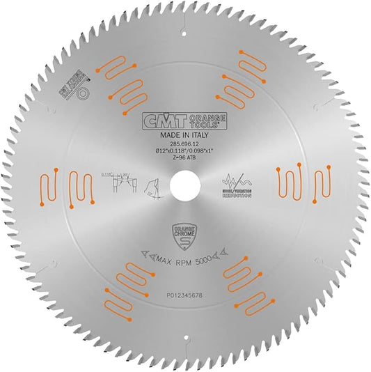 CMT ORANGE TOOLS 285.696.12 Orange Chrome Ultimate CROSSCUTTING Blade 12" x T96 ATB