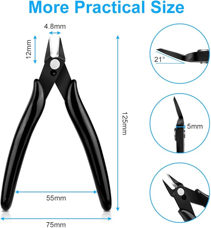 Ainiv Wire Cutters, 4PCS Spring-loaded Side Cutters Flush Cutters, Diagonal Cutters Precision Side Cutters, Diagonal Cutting Pliers in CRV Steel, Heavy Duty Cutting Pliers for Electrical, Homes