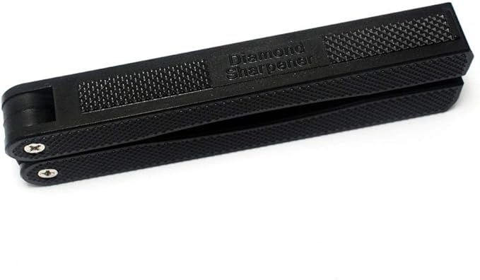 400/600 Grit Pocket Knife Sharpener Folding Diamond Knife Sharpener Double-Sided Sharpening Stone for Outdoor Camping Garden Kitchen (Black) (Foldable)