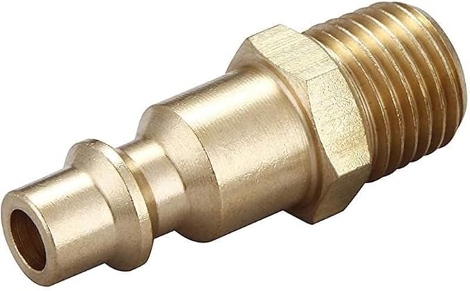 Brass 1/4-Inch NPT Male Industrial Air Hose Quick Connect Adapter, Air Coupler and Plug Kit, Air Compressor Fittings, 10pcs (Male NPT)