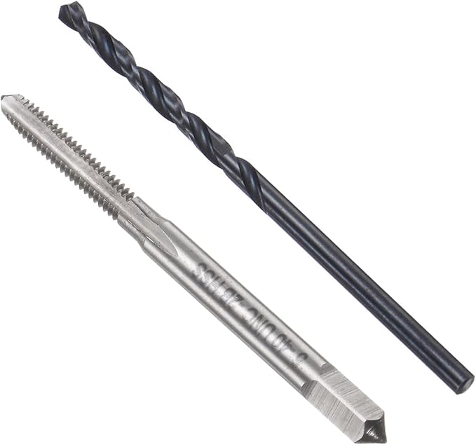uxcell Tap and Drill Bit Set, 5-40 UNC Thread Tap & 3/32" Black Oxide Twist Drill Bit, Straight Flute Tap Tapping Threading Repair Tool Kit