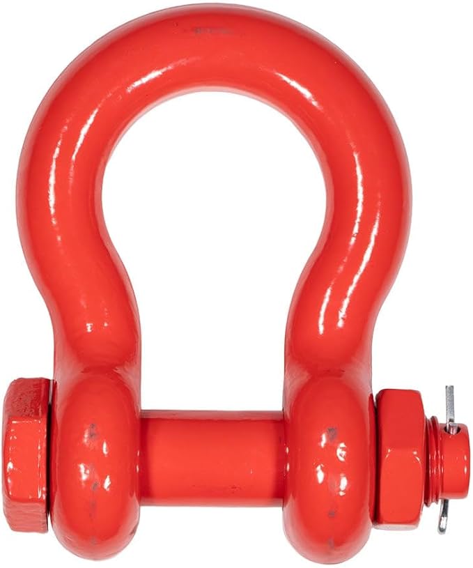 Mytee Products 2 Pack 1-1/4" Anchor Shackle Forged Carbon Steel w/Safety Screw Pin Load Limit 24,000 lbs, Double Rust Protection Heavy Duty D Ring Bolt Type Shackle for Towing, Rigging