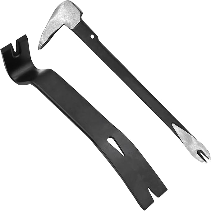 WEDO 2-Piece Pry Bar Set, 10" Nail Puller Cats Paw Pry Bar High Carbon Steel, 10" Flat Bar Pry Bar CRV,Utility Claw Bar Tool for Home Remolding,Woodworking
