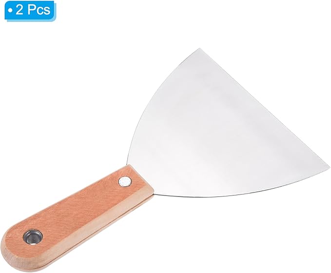 PATIKIL 5" Putty Knife, 2 Pack Carbon Steel Blade Scraper Tool with Wooden Handle for Repairing Wall Paint Stripping Removing Wallpaper