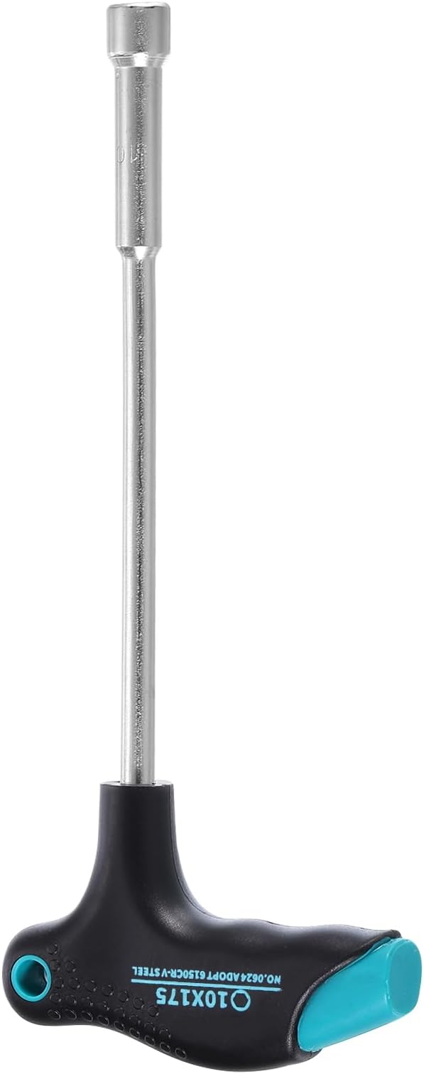 HARFINGTON T-Handle Metric Nut Driver 10mm Dia 175mm Shank 6 Point Hex Socket Screwdriver with Non-Slip Handle for Tightening and Loosening Fasteners