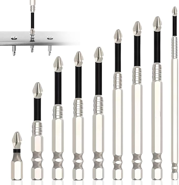 High Magnetic Screwdriver Drill Bit Set, 2025 New Strong Magnetic Durability Screwdriver Drill Bit Set, Universal Anti-Slip Magnetic Electric Screwdriver Set, 25 50 65 70 75 90 100 120 150mm (9 Pcs)