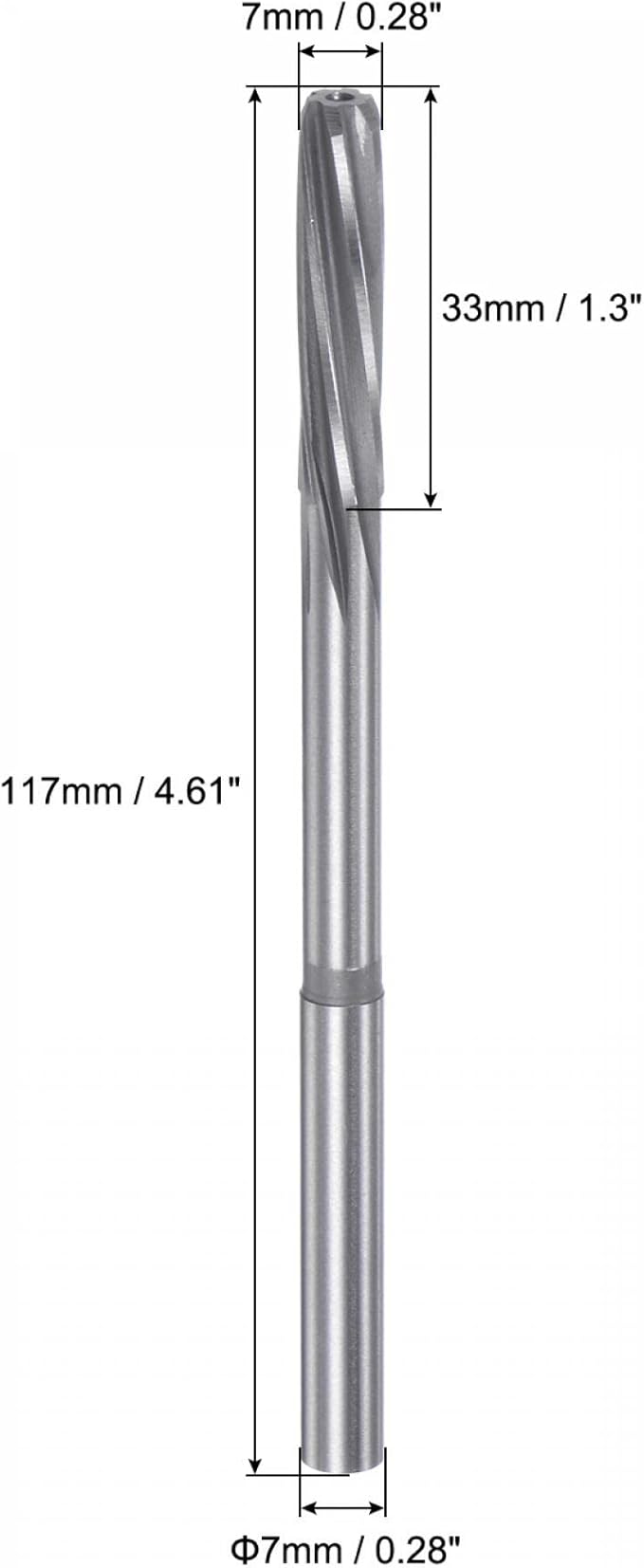 uxcell Chucking Reamers, 7mm H7 4241 High Speed Steel Spiral Flutes Lathe Machine Reamer Milling Cutter