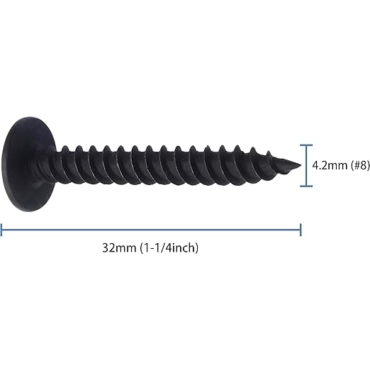 100pcs #8 횞 1-1/4??Modified Truss Head Wood Screws, Phillips Drive, Black Wood Screws, Screws with Screwdriver Bit