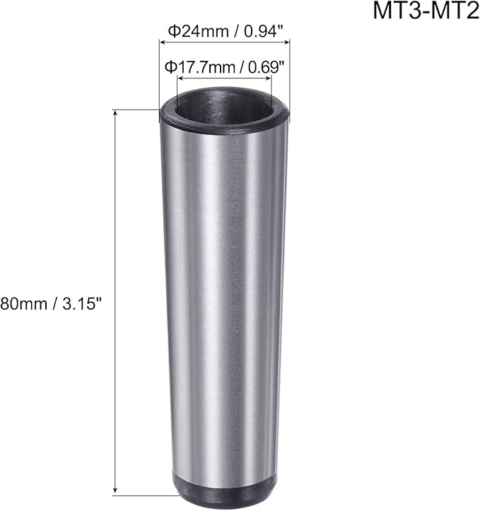 uxcell MT3 to MT2 Morse Taper Adapter Morse Taper Center Sleeve Reducing Drill Sleeve 3MT to 2MT for Lathe Milling