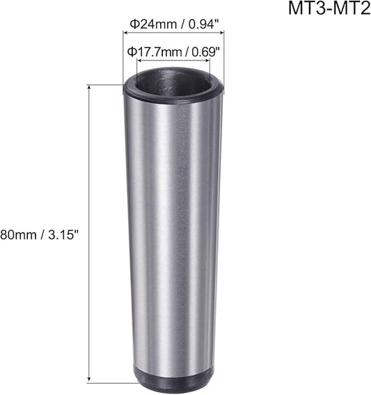 uxcell MT3 to MT2 Morse Taper Adapter Morse Taper Center Sleeve Reducing Drill Sleeve 3MT to 2MT for Lathe Milling