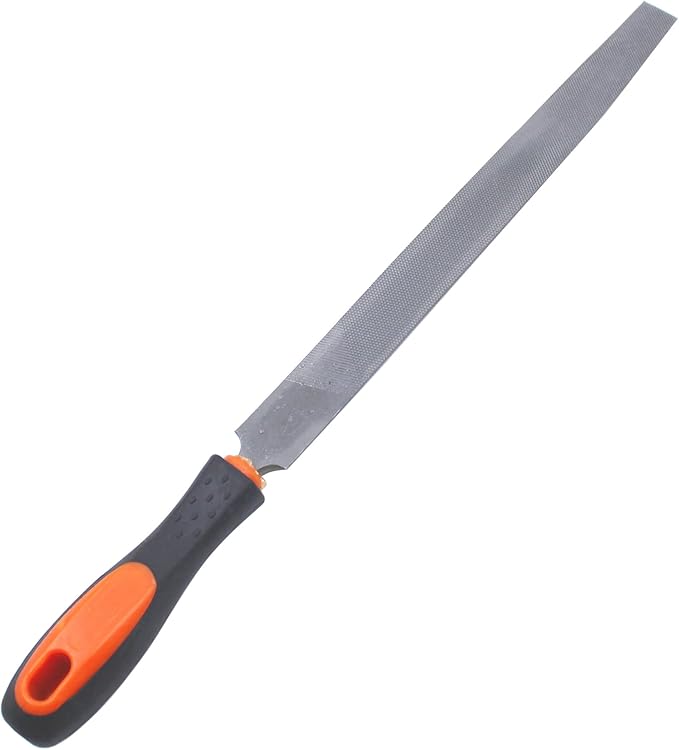 10" Handy File with Rubber Hand Grip Handle, Half Round File for Plastic Laminate Edge Finishing,High Carbon Hardened Steel Flat Mill File(1 Pcs)