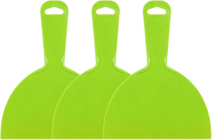 uxcell Putty Scraper 6" Plastic Flexible Putty Knives Disposable Spreader for Taping Drywall Wall Painting Green 3pcs