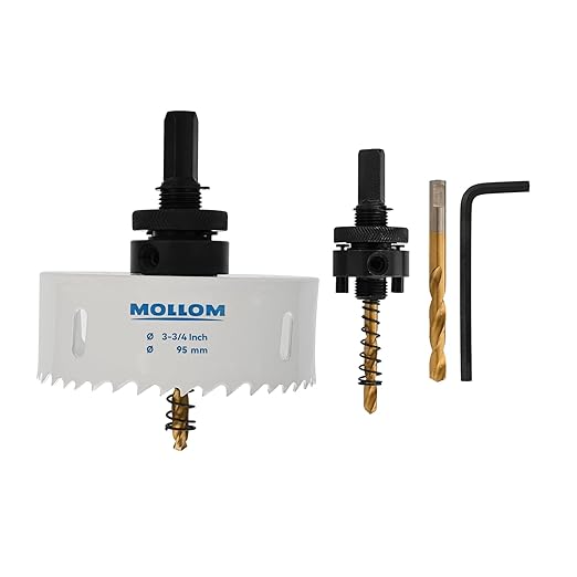 Mollom (95mm | 3-3/4") HSS M42 with 8% Cobalt BI-Metal Hole Saw with 2 Pilot Drill Bits & Arbor Smooth Cutting for PVC,Drywall,Wood,Plastic,Gypsum Board,Rubber