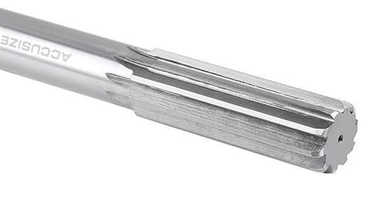 Accusize Industrial Tools 7/8'' H.S.S. Straight Shank Straight Flute Chucking Reamer, Flute Length 2-5/8'', Oal 10'', Right Hand, 8 Flute, 5015-0245