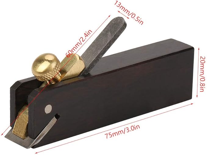 Block Plane, Mini Wood Planer Hand Tool, Ebony Woodworking Bottom Planer with High Speed Steel Blades, Compact Hand Planer for Wood Handmade Lovers, 3.0 x 0.8in, 1Pcs