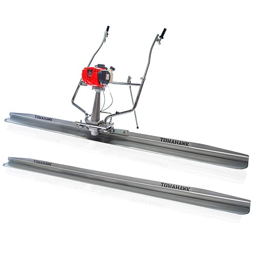 Tomahawk 1.6 HP Honda Gas Vibrating Concrete Power Screed Motor with Two 12 ft Blades Bull Float Honda GX35