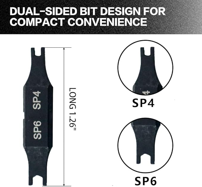 Security Bit Kit Set with Spanner Screwdrivers-SP4/SP6 Bit for Leatherman, Replacement Double-Ended Flat Screwdriver Bits for Leatherman Multi-Tool Accessories,S2 Steel (2Pack)