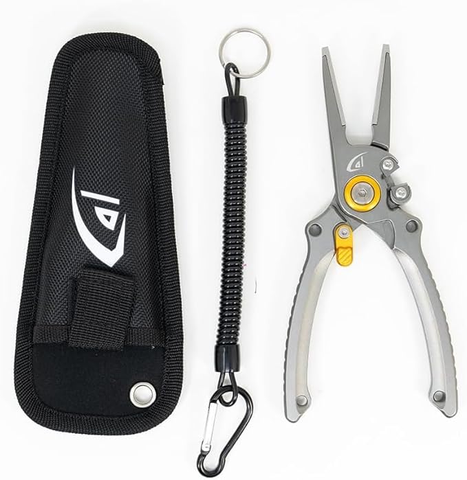 danco 2 Pack Aluminum 7.5??Precision Fishing Pliers with Stainless Steel Jaws, Cuts Braid with Ultra-Sharp Tungsten Carbide Side Cutter, Lockable, with Sheath, perfect for Fresh & Saltwater