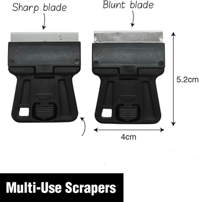 Mini Plastic Razor Blade Scraper High Visibility Window Scraper Paint Scraper with 5 Spare Metal Razor Scraper Blades Scraping Sticker Decal Residue Label,Black