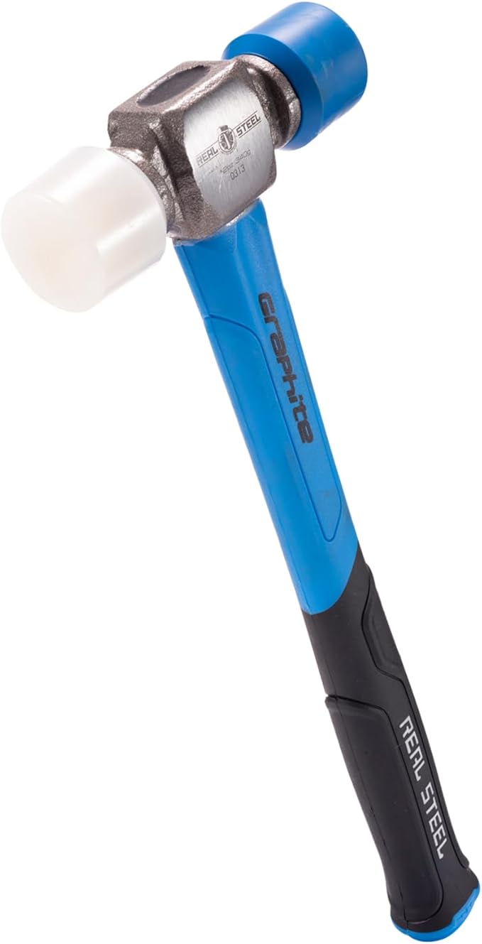 REAL STEEL Small Rubber Mallet Hammer 12 Oz Double Face Hammer Soft/Hard Graphite Core Handle (0313)