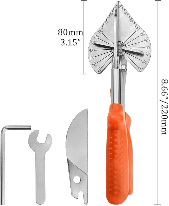 WMYCONGCONG Miter Shear Cutter Adjustable 45 To 135 Degree with Safety Lock Hand Tools for Cutting Plastic PVC and Molding Trim with 5 Replacement Blades and Spanner