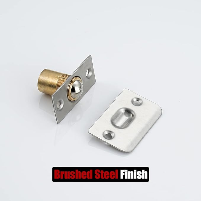 JQK Closet Door Ball Catch Hardware, Stainless Steel Catch Adjustable with Strike Plate, Brushed Satin Finish 8 Pack, HBC100-P8