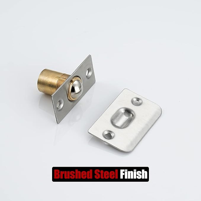 JQK Closet Door Ball Catch Hardware, Stainless Steel Catch Adjustable with Strike Plate, Brushed Satin Finish 2 Pack, HBC100-P2