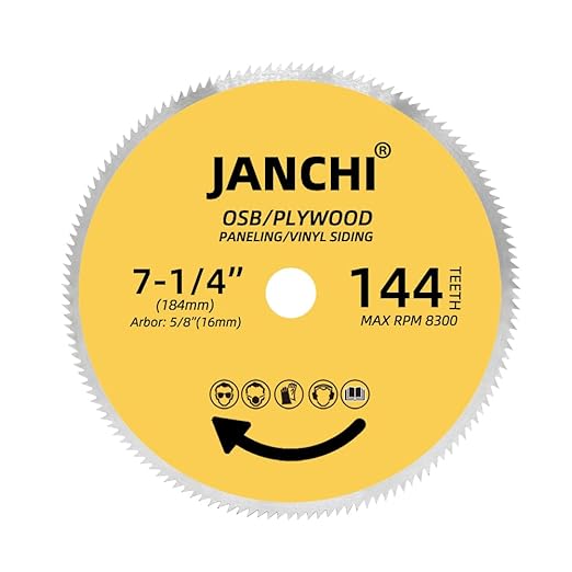 3Pack 7-1/4 Inch 144T Circular Saw Blade, Plywood, OSB, Paneling and Vinyl Siding Fast and Smooth Cutting Saw Blade 5/8 Inch Arbor