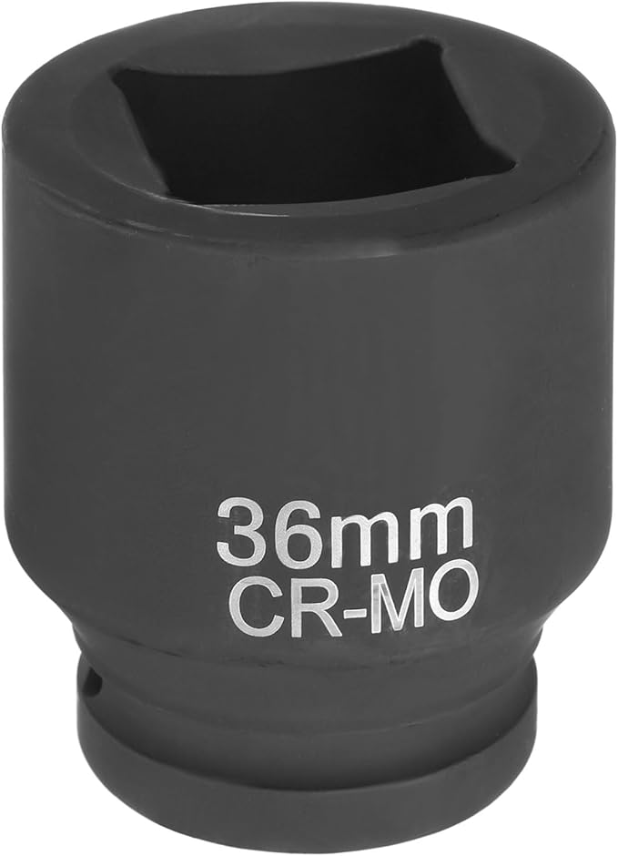HARFINGTON 4 Point Square Socket 1" Drive 36mm Metric Square Impact Socket CR-MO Blackening Standard Wheel Sleeve Pneumatic Sleeve Tool for Auto Repair Mechanical Maintenance Home Use