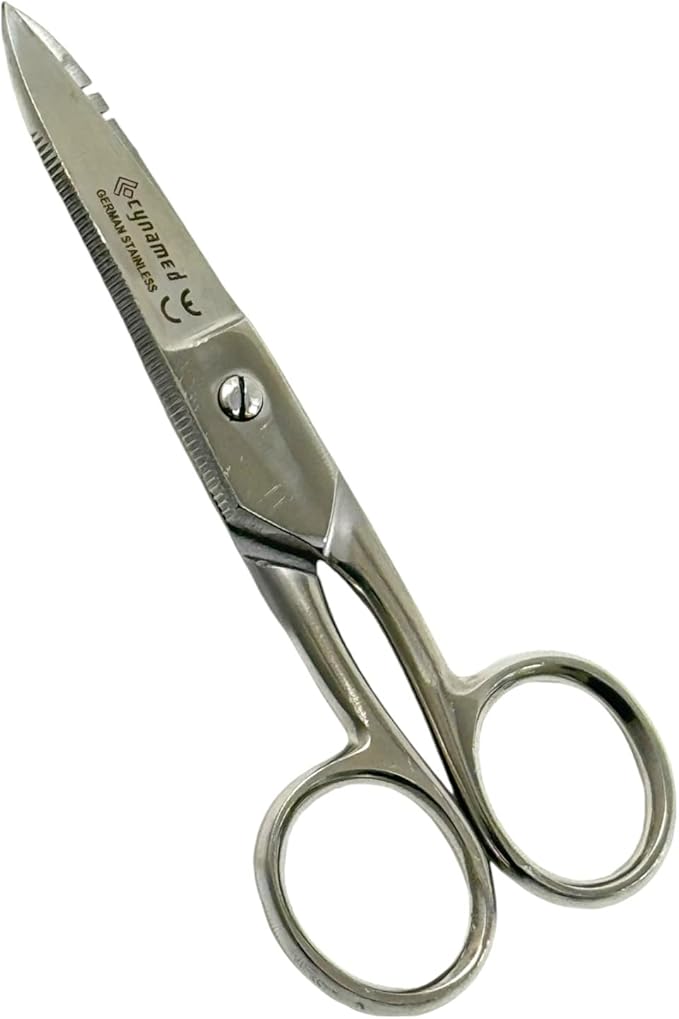 Electrical Wire Cutting and Stripping Scissors 5.25" Length | Electrician Electrical Repair Scissors | German Stainless Steel (Set of 2 - Black + Silver)