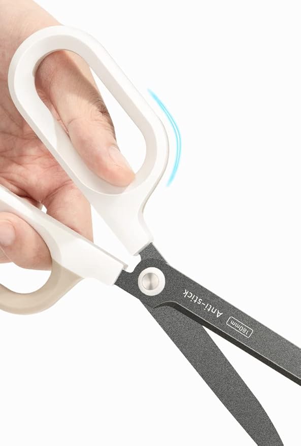 Titanium Non-Stick Scissors, Professional Stainless Steel Comfort Grip, All-Purpose, Straight Office Craft Holiday Gift wrapping Scissors for DIY art and craft tools White