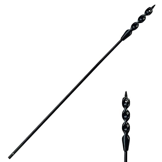 DKIBBITH Flexible Installer Drill Bit for Pulling Wires Through Walls Ceilings and Sidewalks,36-Inch Long, 1/2-Inch Auger with a Fish Eye Hole and Screw Point, 3/16" 3-Flat Anti-Slip Shank.