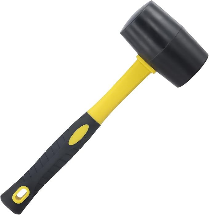 HOZEON 2 PCS 24oz Rubber Mallet Hammer,Rybber Hammer with Non-Slip Handle for Woodworking,Flooring Installation and Camping