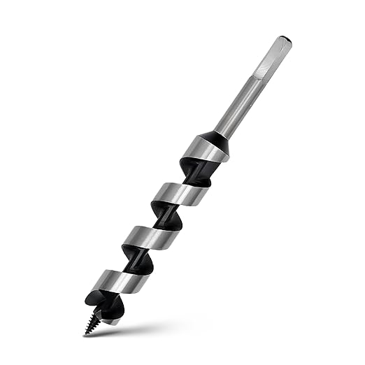 1 inch x 9 inch Auger Drill Bit for Wood, Hex Shank, 2 Flute, Stainless Steel, Black Oxide Finish, Perfect for Wood Working and DIY Projects