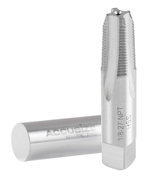 Accusize Industrial Tools NPT-18 H.S.S. Taper Pipe Tap, 1/8 in-27, 4 Flutes