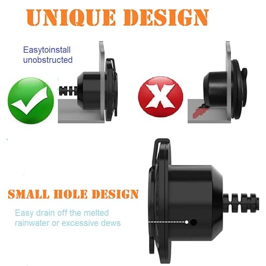 RV Shore Power Inlet Charger Plug 15 Amp AC Port Plug 125 Volt Power Inlet Socket and Waterproof RV Electrical Outlet Receptacle Box Integrated Outdoor Extension Cord for Trailer Plug.