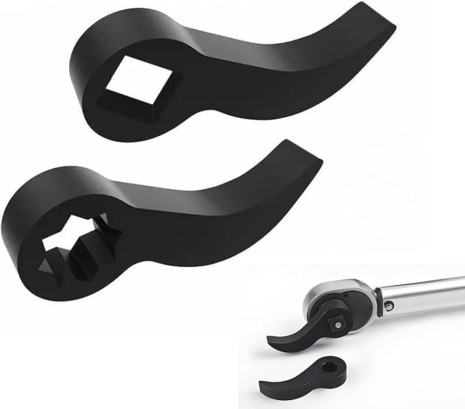2 Pcs Pry Bar Wrench Adaptor Head,Crowbar Adapter Head Tool,Half Shaft Removal Car Repairing Tools,1/2" Drive (Black)