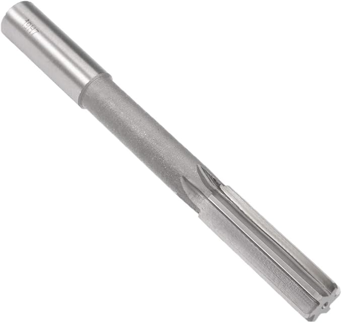uxcell Chucking Reamer 19mm, H7 HSS Lathe Machine Reamer 6 Straight Flutes, Round Shank Milling Cutting Tool, Metric Reaming Drill Bit for Stainless Steel Metal Hole