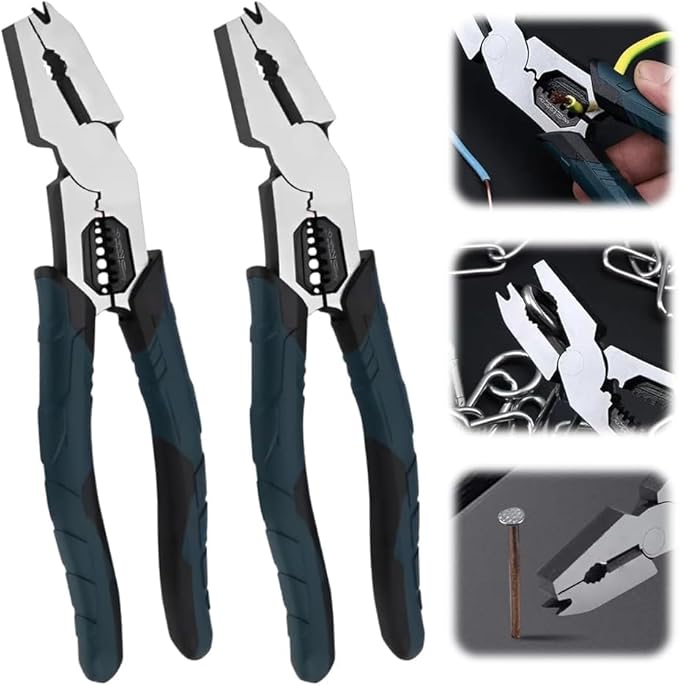 Industrial-Grade Multi-function Cutting Pliers, 7-in-1 Multi-Functional Pliers Nail Puller/Wire Cutter/Stripper/Crimper?봀ompound Action Leverage Design,Professional Cutting Tool for Home Repair (2)