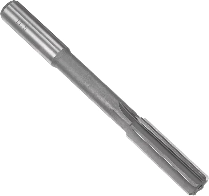 uxcell Chucking Reamer 17.5mm, H7 HSS Lathe Machine Reamer 6 Straight Flutes, Round Shank Milling Cutting Tool, Metric Reaming Drill Bit for Stainless Steel Metal Hole