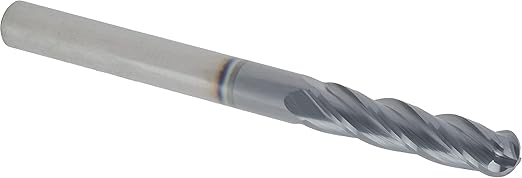 CME 5 pcs Micrograin Carbide End Mills, Ball Nose, TiAlN Coated, 1/4" Mill Diameter, 1 1/8" Length of Cut, 3" Overall Length, 4 Flute, Center Cutting