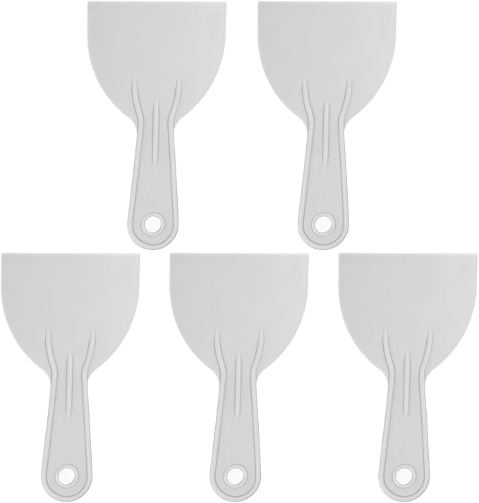 HARFINGTON 5pcs Putty Scraper 3.9" Width 1.7mm Thin Flexible Plastic Putty Knives for Taping Drywall Spreading Painting Wall Scratching Gray