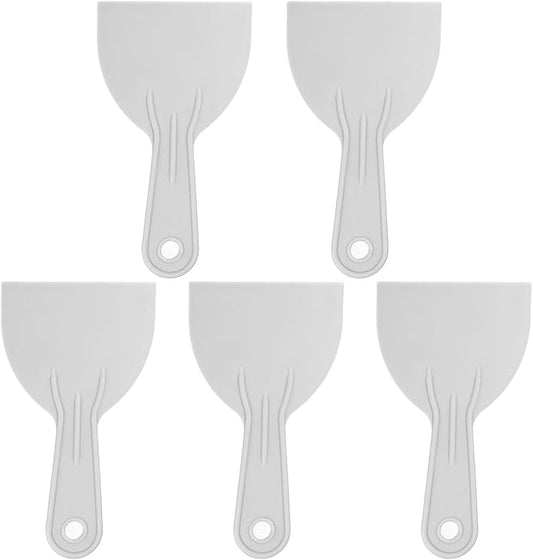 HARFINGTON 5pcs Putty Scraper 3.9" Width 1.7mm Thin Flexible Plastic Putty Knives for Taping Drywall Spreading Painting Wall Scratching Gray