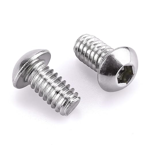 1/4-20 x 1/2" Button Head Socket Cap Bolts Screws, 304 Stainless Steel 18-8, Allen Hex Drive, Bright Finish, Fully Machine Thread, Pack of 25