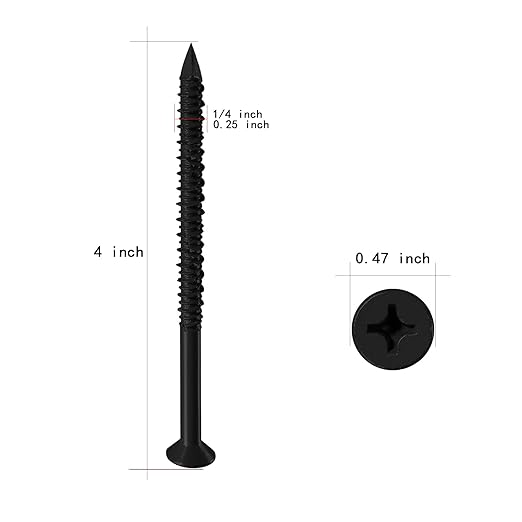 WenSilon(100 PCS) 1/4" x4 Black Concrete Screw Anchor Black Flat Head for Anchoring to Masonry, Block or Brick Stucco