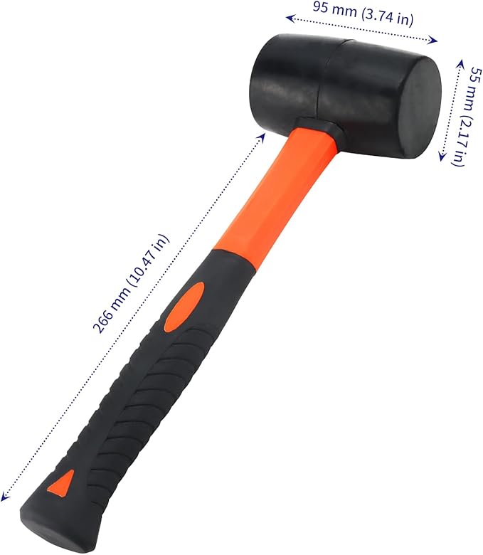 SOUJAP 4 Pack 16oz Rubber Mallet Hammer, 500g Black Rubber Flooring Hammer for Tiling, Paving Slabs, Floor