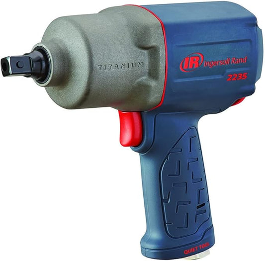 Ingersoll Rand 2235QPTIMAX - 1/2" Drive, Air Powered Impact Wrench, Quiet, 1300 ft-lbs Nut-busting Torque, Pin Anvil, Pistol Grip, Titanium Hammercase