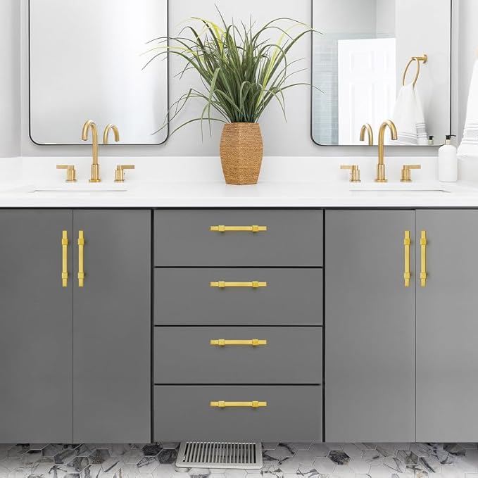 1 Pack Gold Cabinet Handles - 3" Hole Center Cabinet Pulls Drawer Pulls Cabinet Hardware Kitchen Handles for Cabinets
